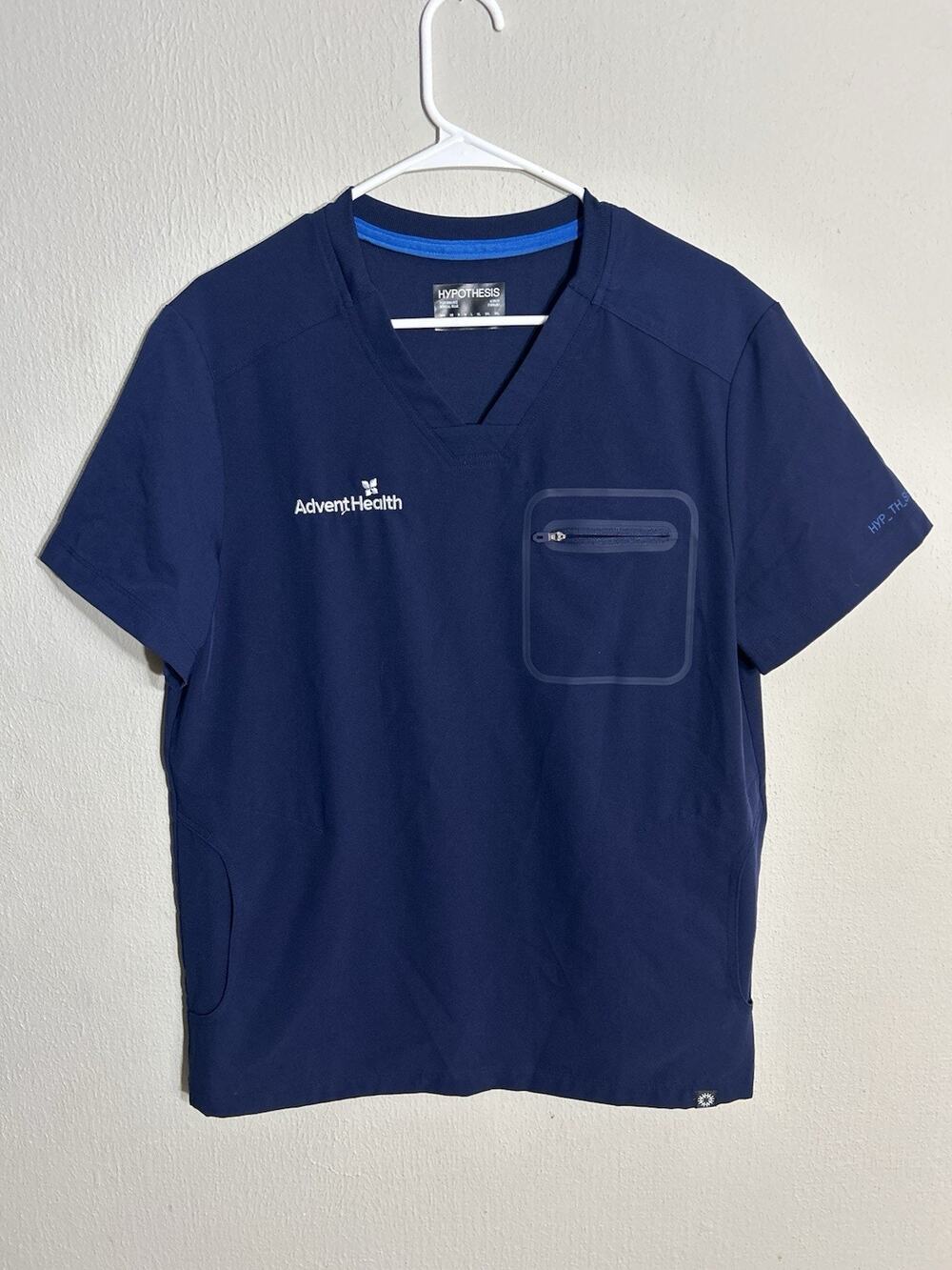 Advent Health Hypothesis Navy Blue Scrub Top Medium Mint Condition Chest Pocket